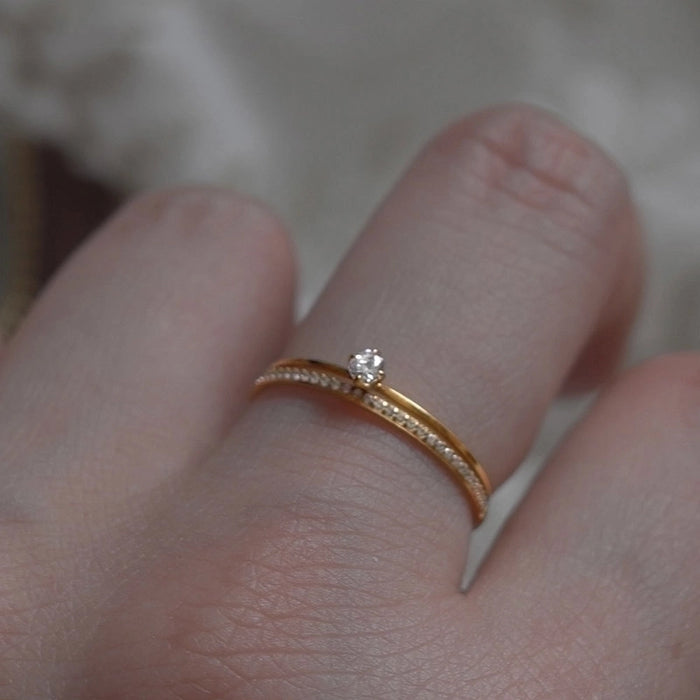 925 Sterling Silver Rhinestones Solid Color Rings